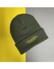 Czapka zimowa motocyklowa khaki + żołty Adventure Inside