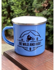 Kubek emaliowany Be Wild & Ride Niebieski